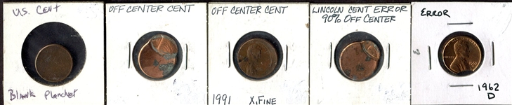 Lincoln Cent Error Coin Lot of 5