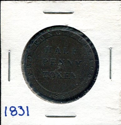 1831 Isle of Man Half Penny Token XF