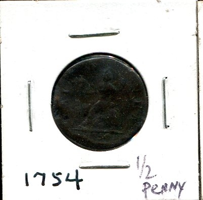 1754 Great Britain 1/2 Penny