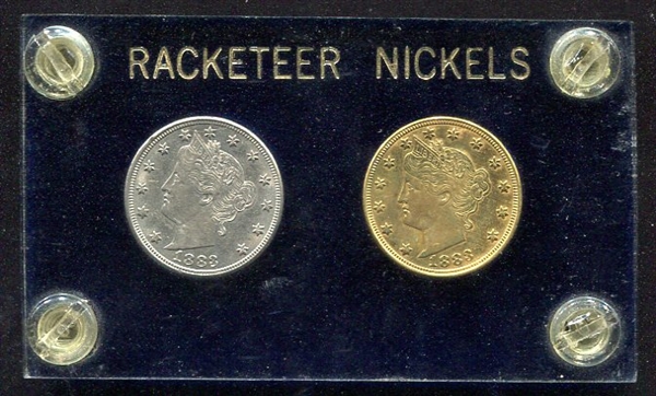 1883 Gold Plated Racketeer Nickel & No Cents V-Nickel