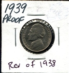 1939 Jefferson Proof Nickel Reverse of 1938 BU