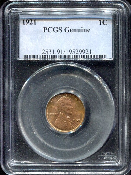 1921 Lincoln Cent Red Uncirculated PCGS Genuine