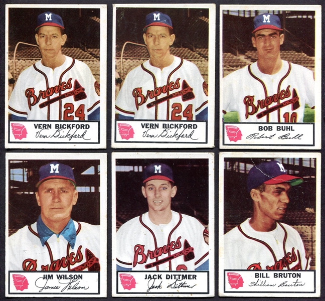 1953 Johnston Cookies Milwaukee Braves Lot of 6