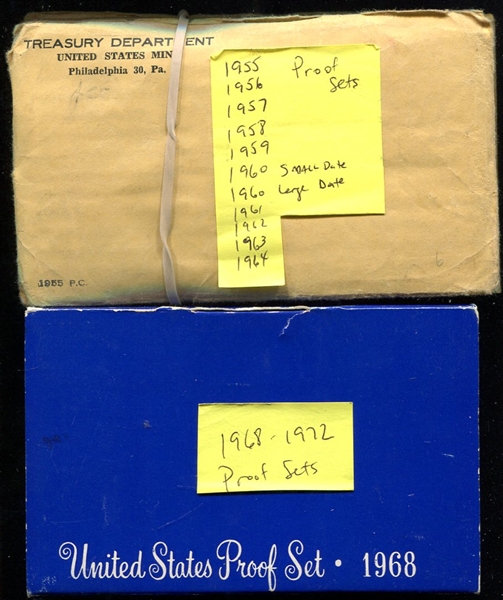 U. S. Proof Sets 1955-1972 15 Different