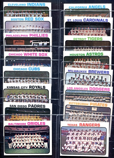 1973 Topps Team Cards 16 Different