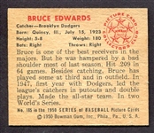 1950 Bowman #165 Bruce Edwards Brooklyn Dodgers Exmt