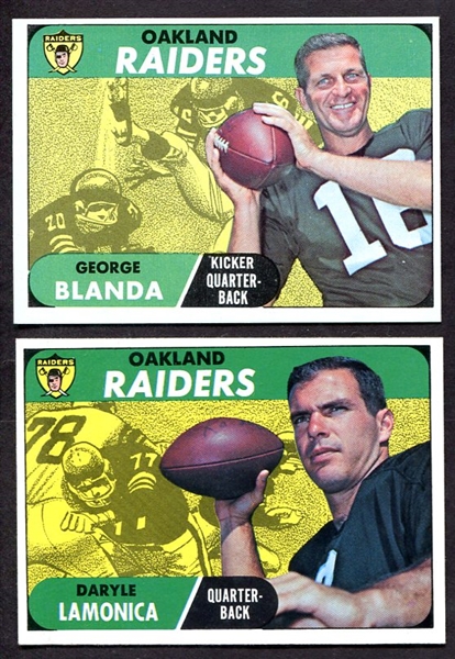 1968 Topps Oakland Raiders Blanda & Lamonica Exmt/Nrmt