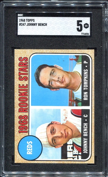 1968 Topps #247 Johnny Bench RC SGC 5