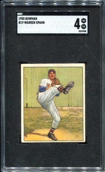 1950 Bowman #19 Warren Spahn SGC 4