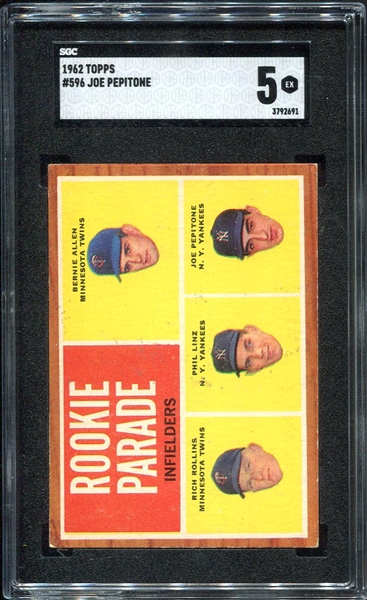 1962 Topps #596 Joe Pepitone RC SGC 5