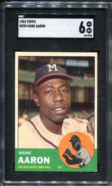 1963 Topps #390 Hank Aaron SGC 6