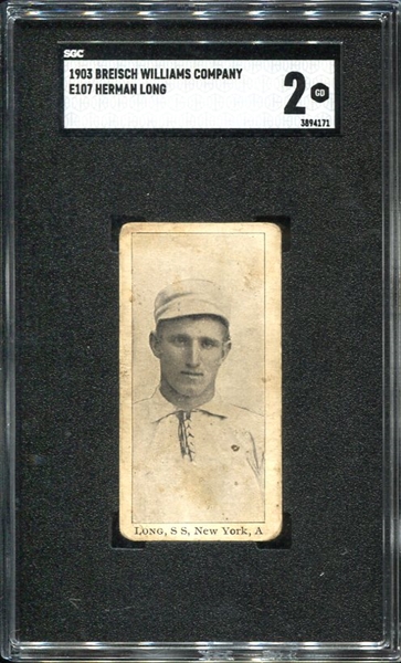 E107 Long New York Highlanders SGC 2 Highest Graded
