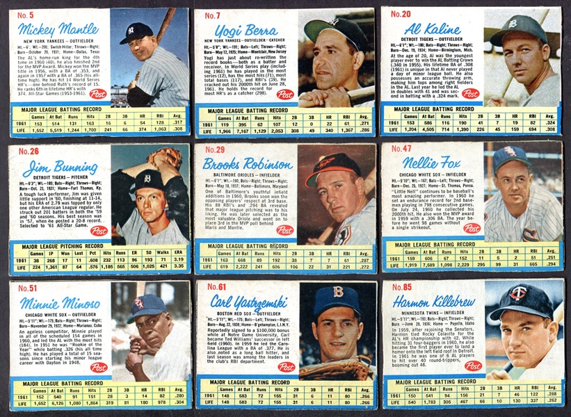 1962 Post Cereal 133 Different w/28 HOFers & SPs