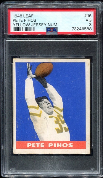 1948 Leaf #16 Pete Pihos Yellow Jersey Numbers PSA 3