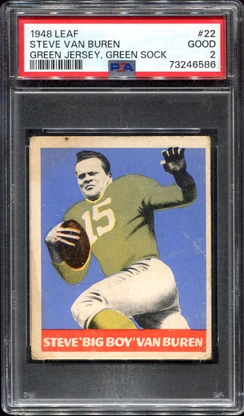 1948 Leaf #22 Steve Van Buren Green Jersey PSA 2