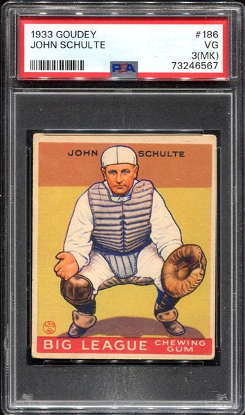 1933 Goudey #186 John Schulte PSA 3 MK