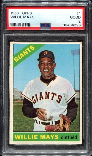 1966 Topps #1 Willie Mays PSA 2