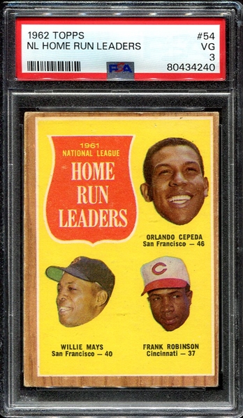 1962 Topps #54 NL Home Run Leaders PSA 3