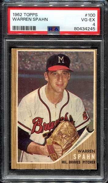 1962 Topps #100 Warren Spahn PSA 4