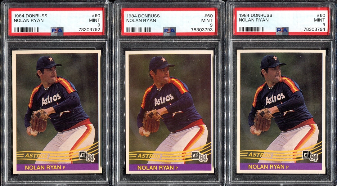 1984 Donruss #60 Nolan Ryan Trio of PSA 9s