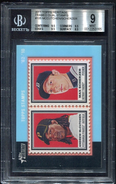 2011 Topps Heritage Framed Dual Stamps #105 McCutcheon/Scherzer Mint 9