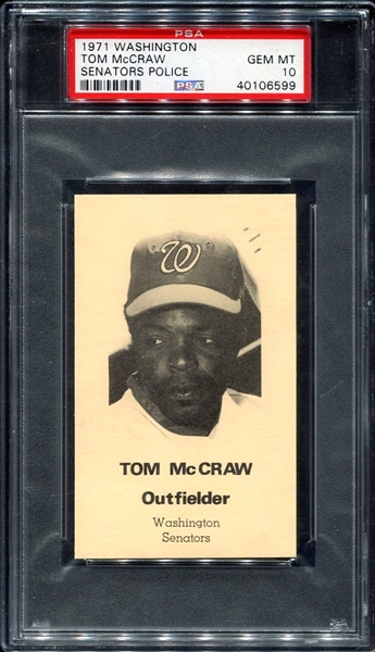 1971 Washington Senators Police Tom McCraw PSA 10