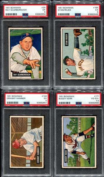 1951 Bowman Lot of 4 PSA 5s & 4.5