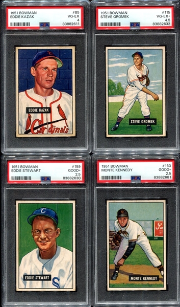 1951 Bowman 4 Different PSA Graded