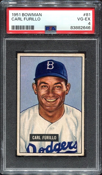 1951 Bowman #81 Carl Furillo PSA 4
