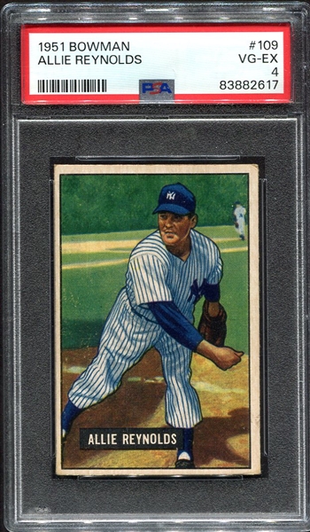 1951 Bowman #109 Allie Reynolds PSA 4