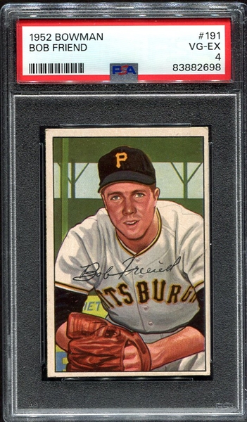 1952 Bowman #191 Bob Friend RC PSA 4