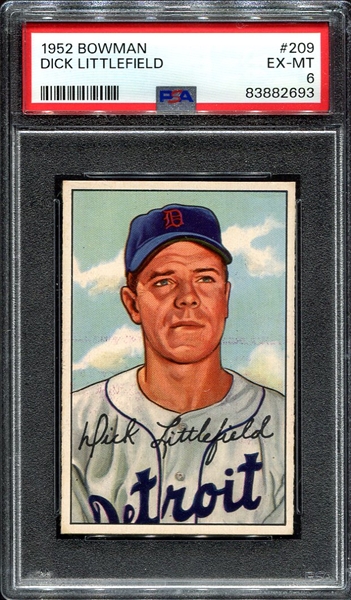 1952 Bowman #209 Dick Littlefield RC PSA 6