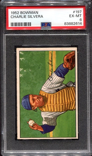 1952 Bowman #197 Charlie Silvera RC PSA 6