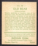 1933 Indian Gum #99 Old Bear Nrmt