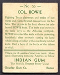 1933 Indian Gum #53 Col. Bowie