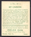 1933 Indian Gum #68 Kit Carson