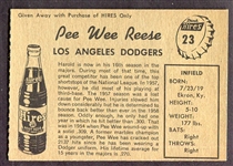 1958 Hires Root Beer #23 Pee Wee Reese Brooklyn Dodgers