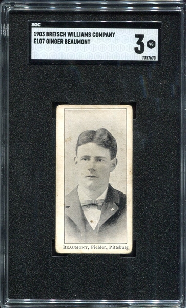 E107 Beaumont Pittsburg Pirates SGC 3 Wet Print Ghost!