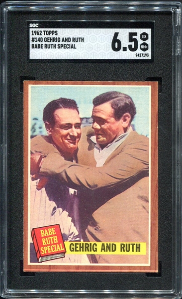 1962 Topps #140 Gehrig and Ruth SGC 6.5