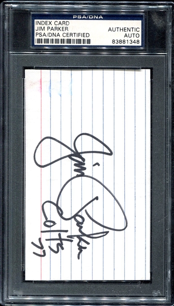 Jim Parker Signed Index Card PSA/DNA Authentic