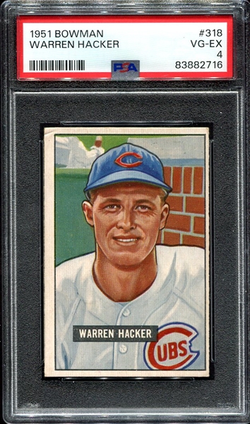 1951 Bowman #318 Warren Hacker RC PSA 4