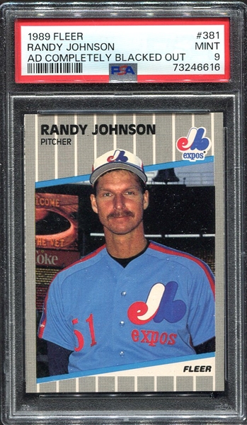 1989 Fleer #381 Randy Johnson RC Ad Blacked Out PSA 9