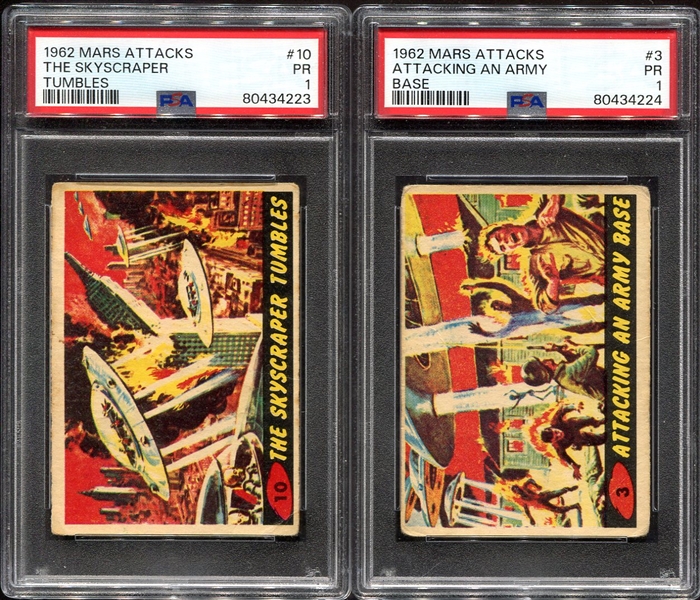 1964 Mars Attacks A & BC #3 and #10 PSA 1s