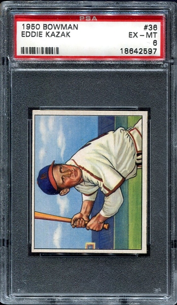 1950 Bowman #36 Eddie Kazak PSA 6