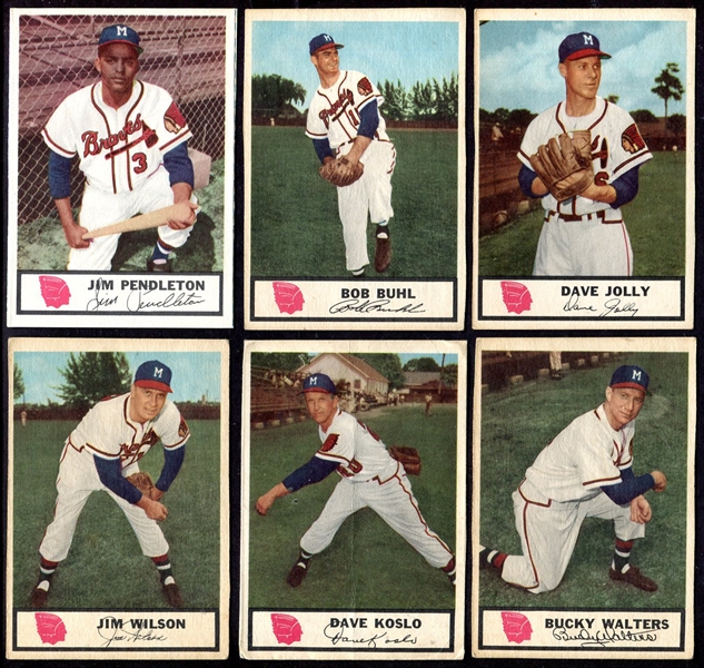 1955 Johnston Cookies Milwaukee Braves 9 Different