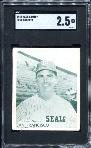 1949 Hages Dairy Gene Brocker San Francisco Seals SGC 2.5