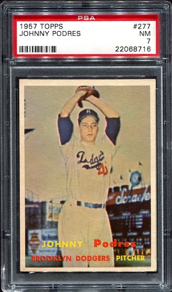 1957 Topps #277 Johnny Podres Brooklyn Dodgers PSA 7