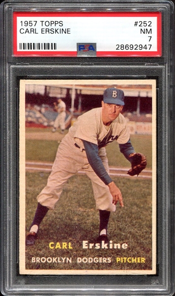 1957 Topps #252 Carl Erskine Brooklyn Dodgers PSA 7