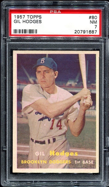 1957 Topps #80 Gil Hodges Brooklyn Dodgers PSA 7