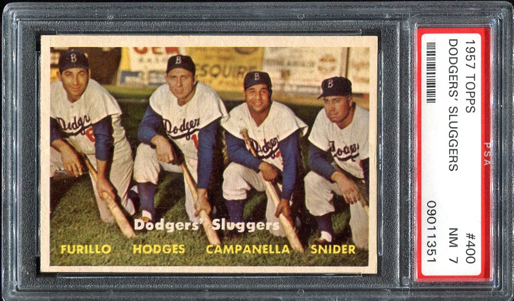 1957 Topps #400 Dodgers Sluggers PSA 7